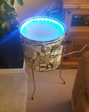 drum upcycled into an uplighter lamp